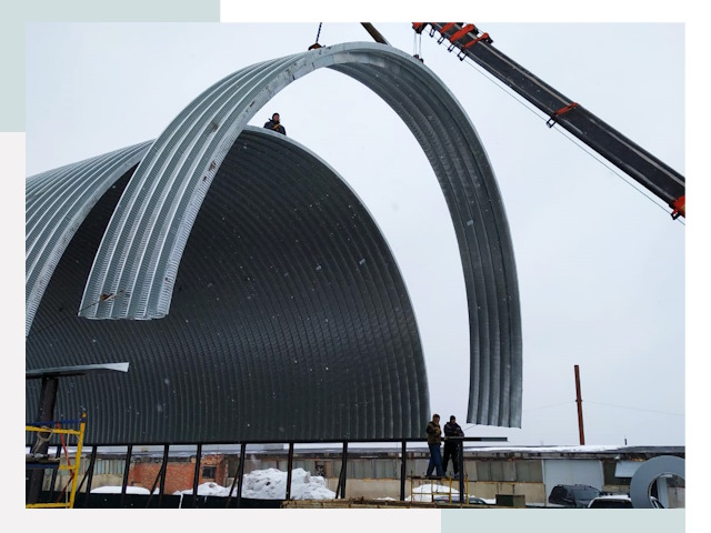 Полукруглые ангары в Сыктывкаре